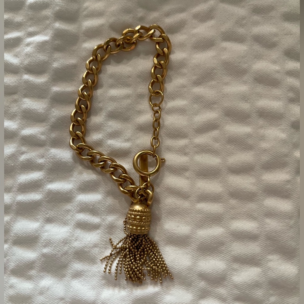 Rachel Zoe Elegant Gold Chain Bracelet with Tassel